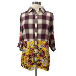 SAVANNA JANE Button Up Floral Print Top SZ SM